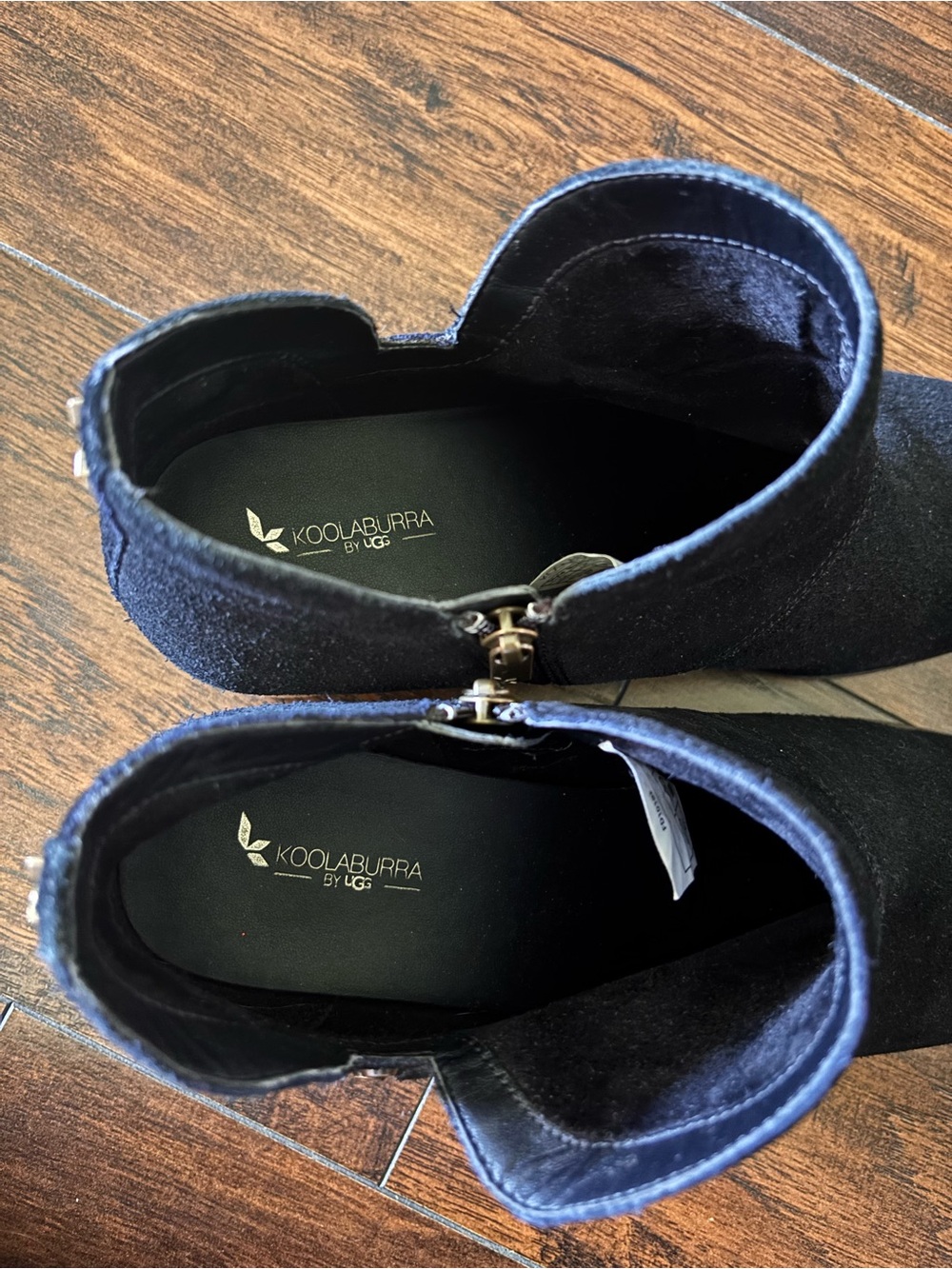 Koolaburra Black Suede Ankle Booties with Stud Accents - Picture 4 of 6